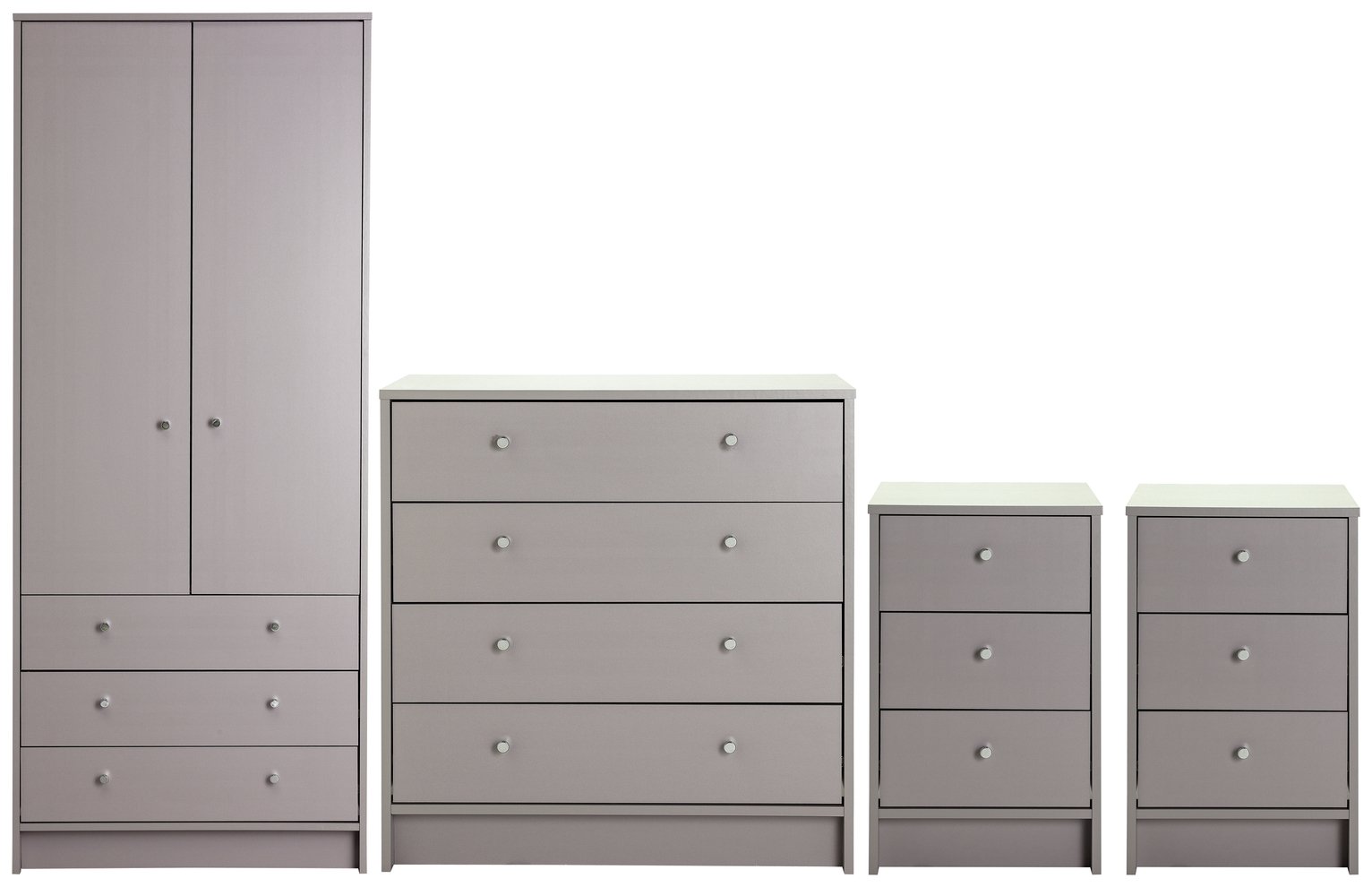 Argos Home Malibu 4 Piece 2 Door Wardrobe Set - Grey