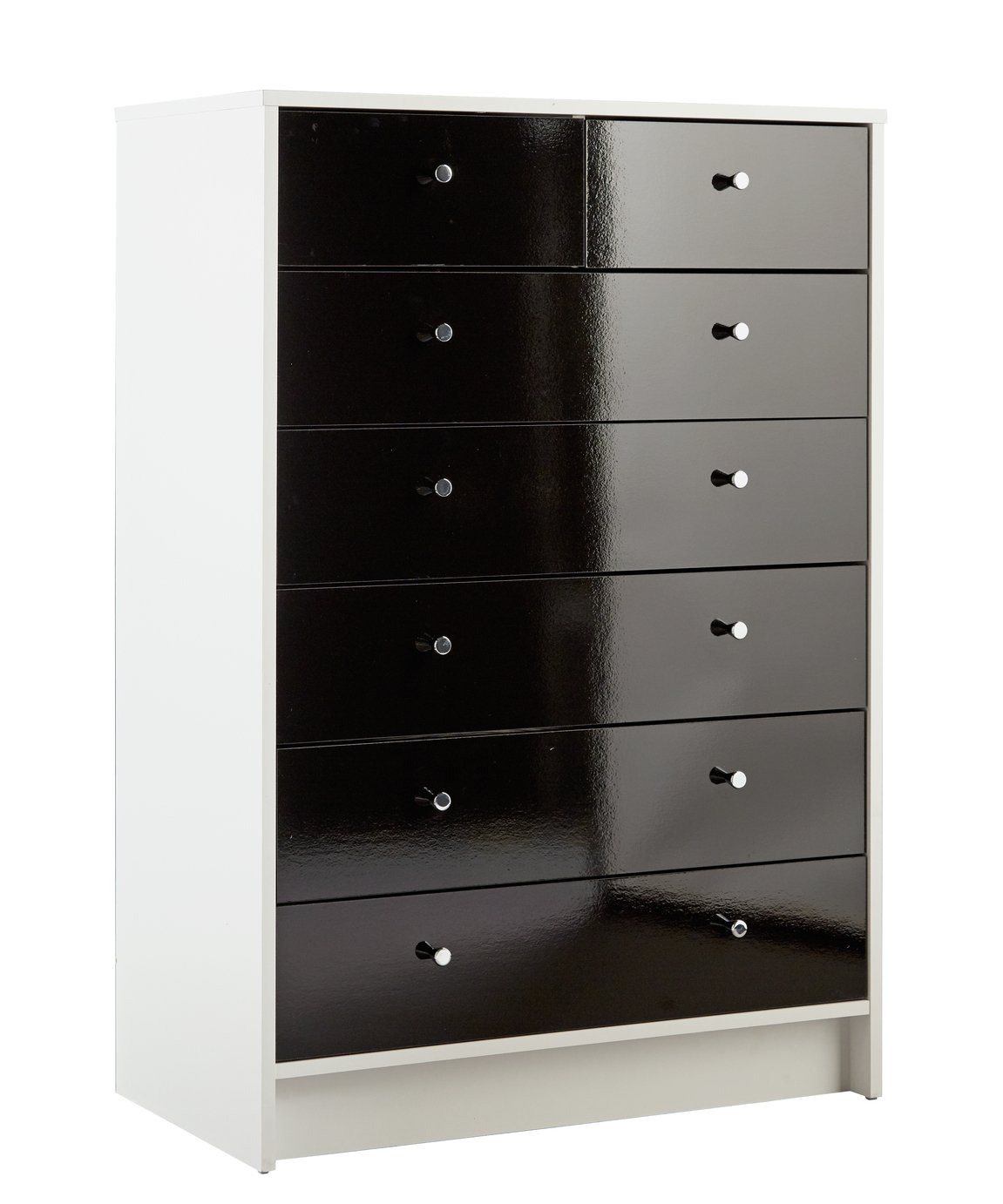 Argos Home Malibu 5+2 Drawer Chest - Black Gloss & White