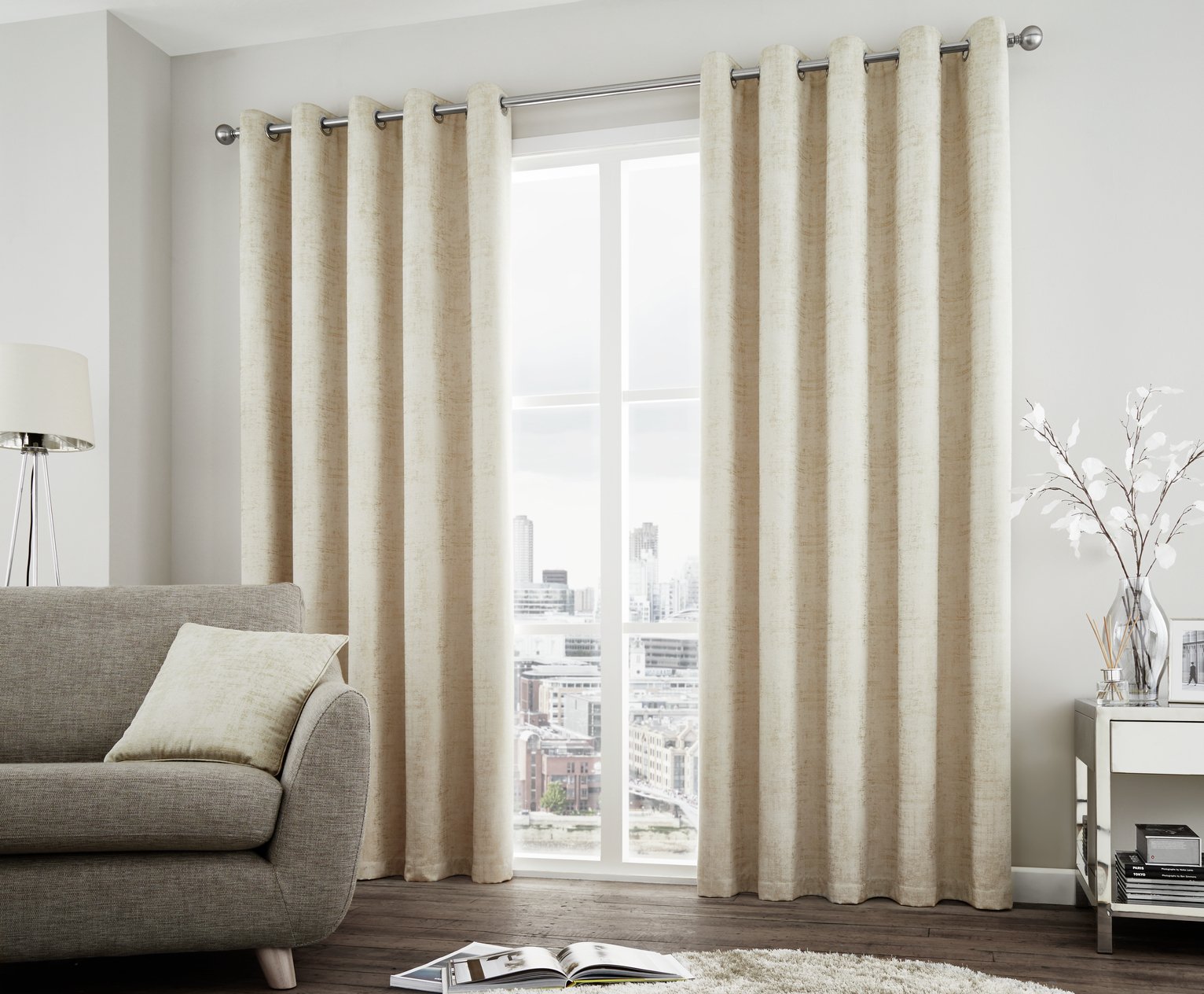 Curtina Solent Lined Curtains - 117x183cm - Natural