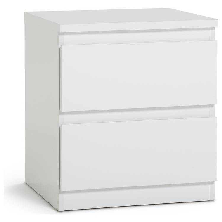 Habitat Jenson 2 Drawer Bedside Table - White Gloss 0