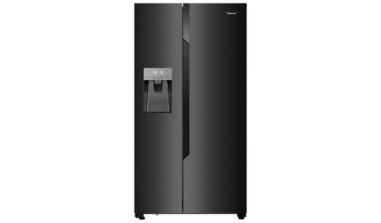 Black Hisense RS694N4TB1 Side-by-side American Fridge Freezer With Non Plumbed Ice & Water Dispenser 