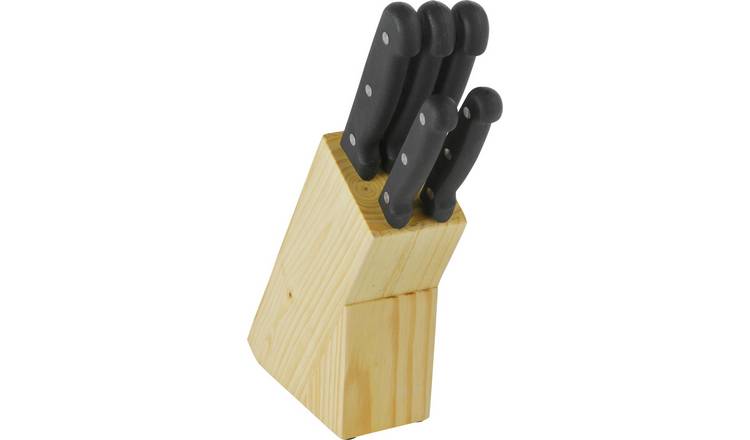 Argos Home 5 Piece Knife Set with Wooden Knife Block