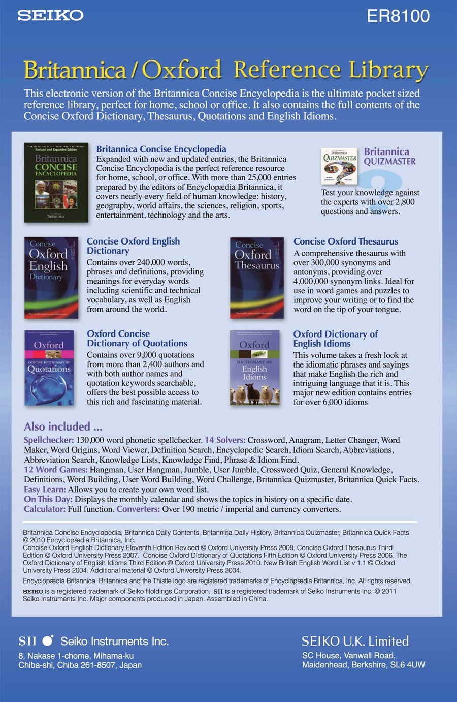 Business Office Equipment & Supplies Seiko ER8100 Britannica and Oxford