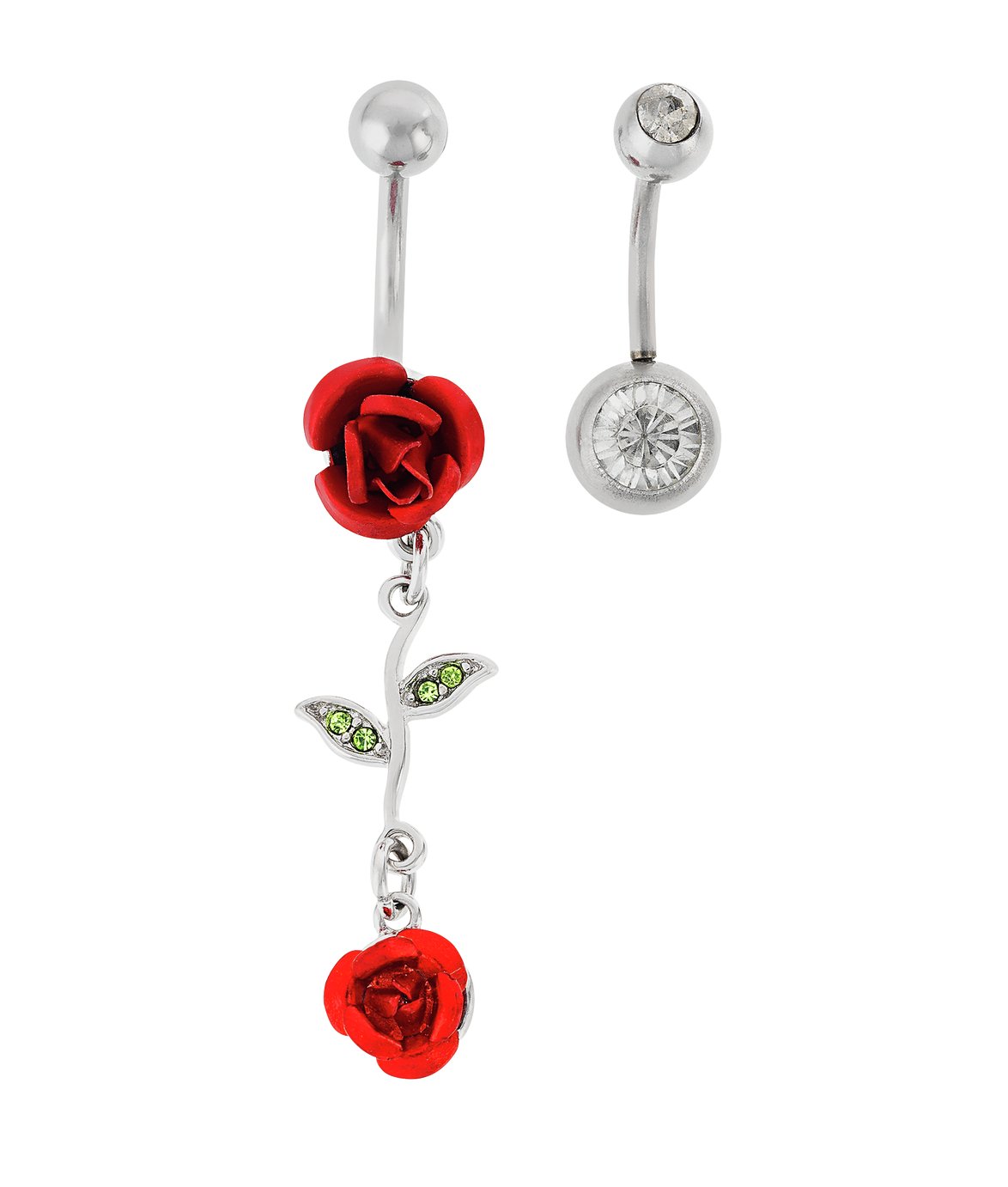 State of Mine Steel Rose Crystal Belly Bars - Set of 2