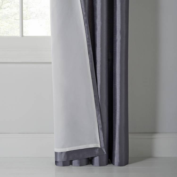 Habitat Faux Silk Fully Lined Eyelet Curtains - Dove Grey 0