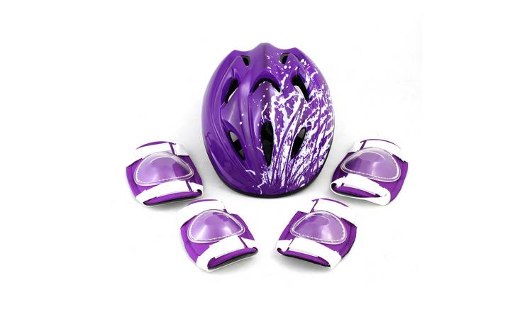 Challenge Kid's Bike Helmet, Elbow and Knee Pads - Purple