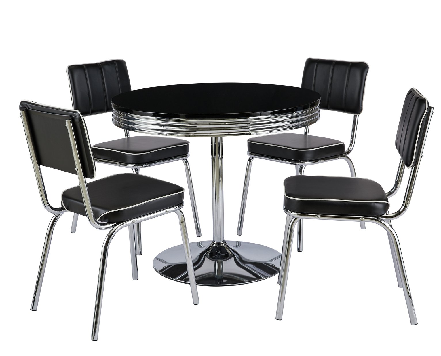 Argos Home Leni Black Gloss Dining Table & 4 Black Chairs