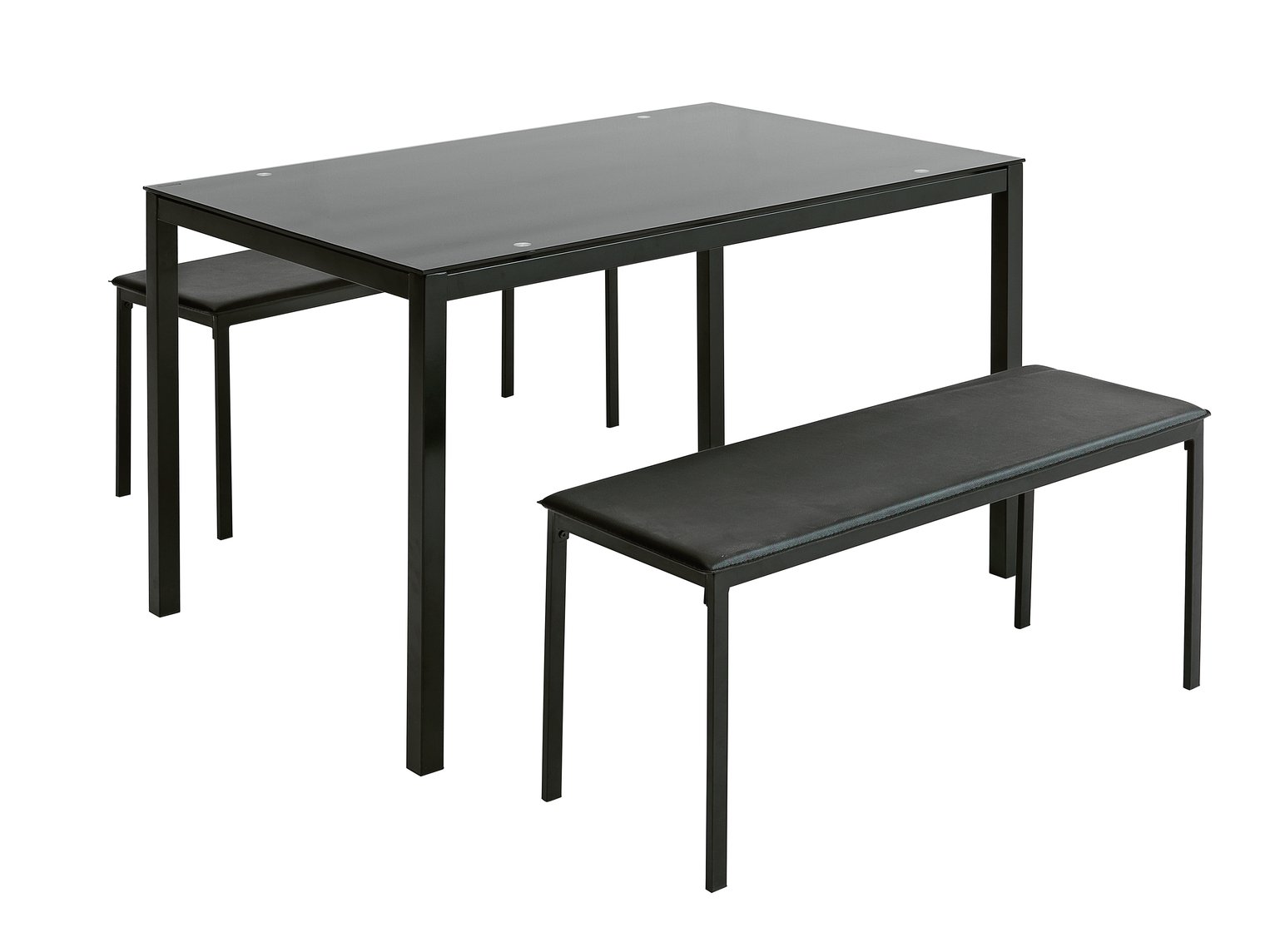 Argos Home Lido Glass Dining Table & 2 Black Benches