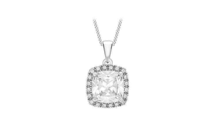 Revere 9ct White Gold Cubic Zirconia Necklace Chain
