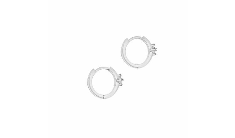 Revere 9ct White Gold Huggie Hoop Earrings
