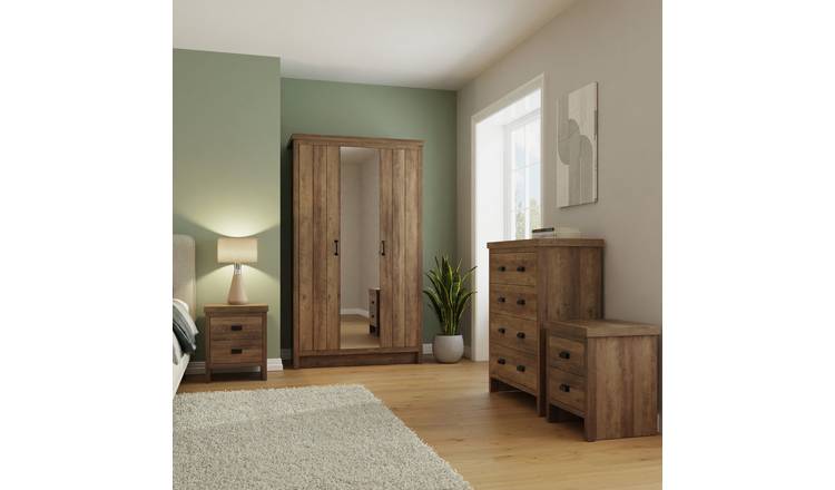 GFW Boston 4 Piece 3 Door Wardrobe Set - Dark Oak