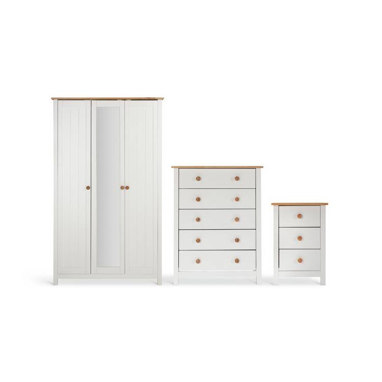 Argos Home Scandinavia 3 Piece Wardrobe Set - Pine & White 0
