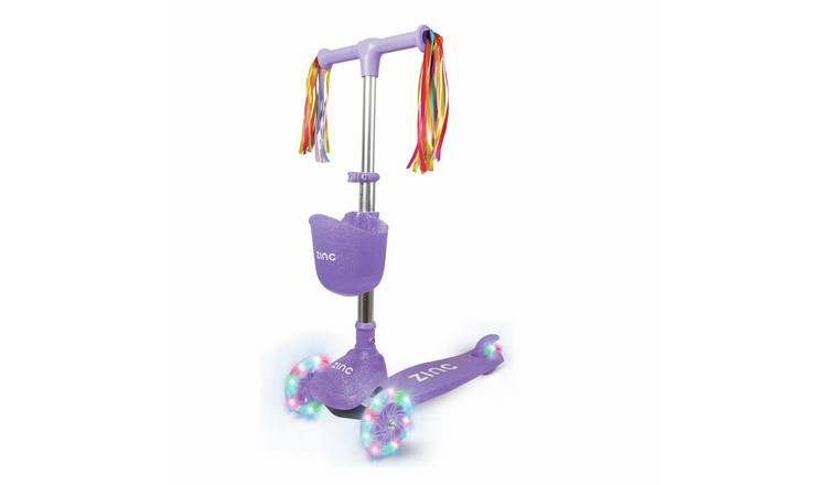 Zinc Three Wheel Glitter Scooter - Purple