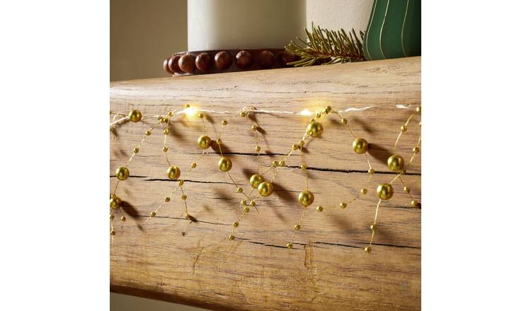 Argos Home Golden Bead Christmas Light Garland