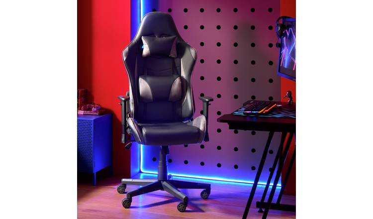 Argos Home Faux Leather Gaming Chair - Black & Grey