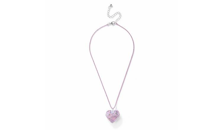 Flitzy Glittery Pink Heart Pendant Necklace