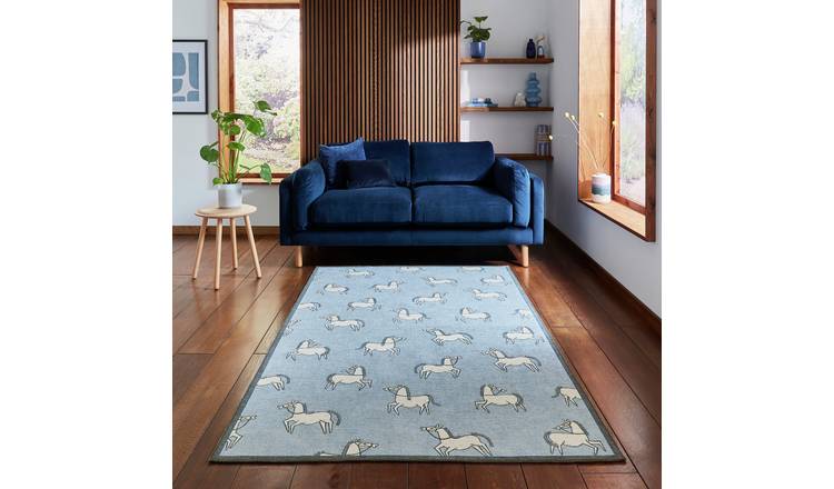 Scion Canter Mist Blue Flatweave Rug - 76x150cm
