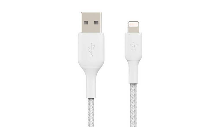 Buy Belkin Braided USB-A to Lightning 6 Inch Cable - White | Mobile phone  chargers | Argos