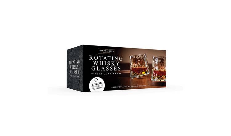 Menkind Connoisseur Creations Rotating Whisky Glasses with Coasters Set