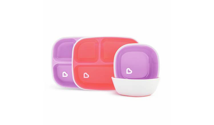 Munchkin Toddler Plate & Bowl Baby Feeding Set Pink & Purple