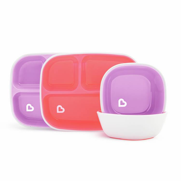Munchkin Toddler Plate & Bowl Baby Feeding Set Pink & Purple