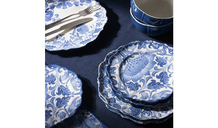 Habitat x Morris & Co. Inky 12 Piece Dinner Set - Blue