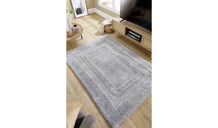 Origin Frame Silver Shaggy Rug - 160x230cm