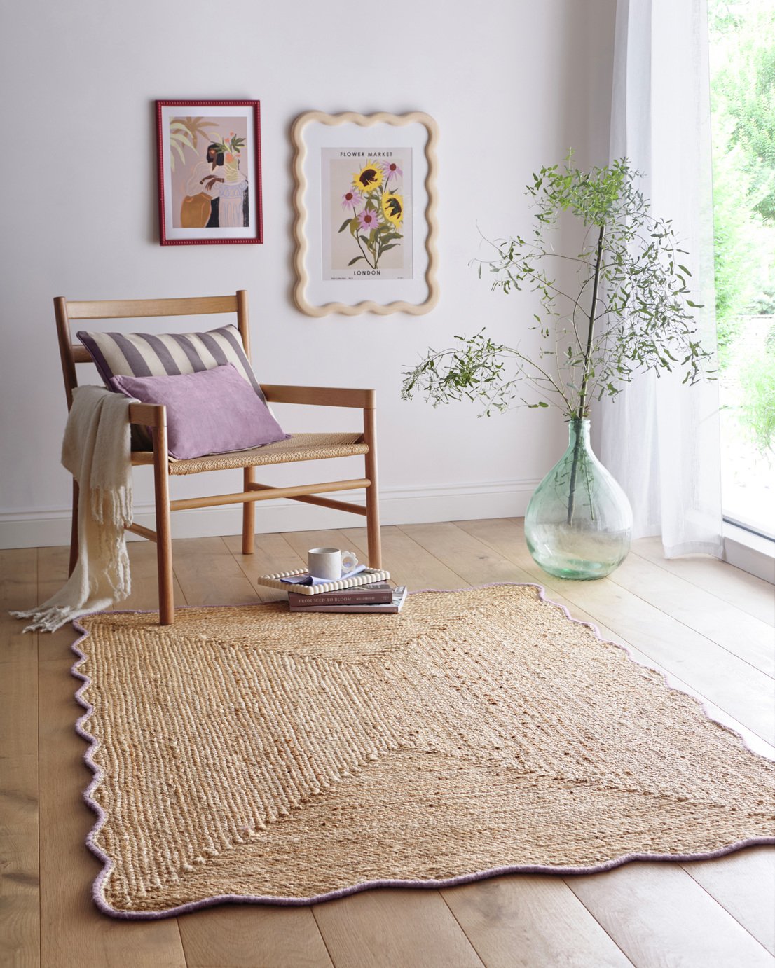 Jute Scalloped Edge Rug Lilac - 120x170cm
