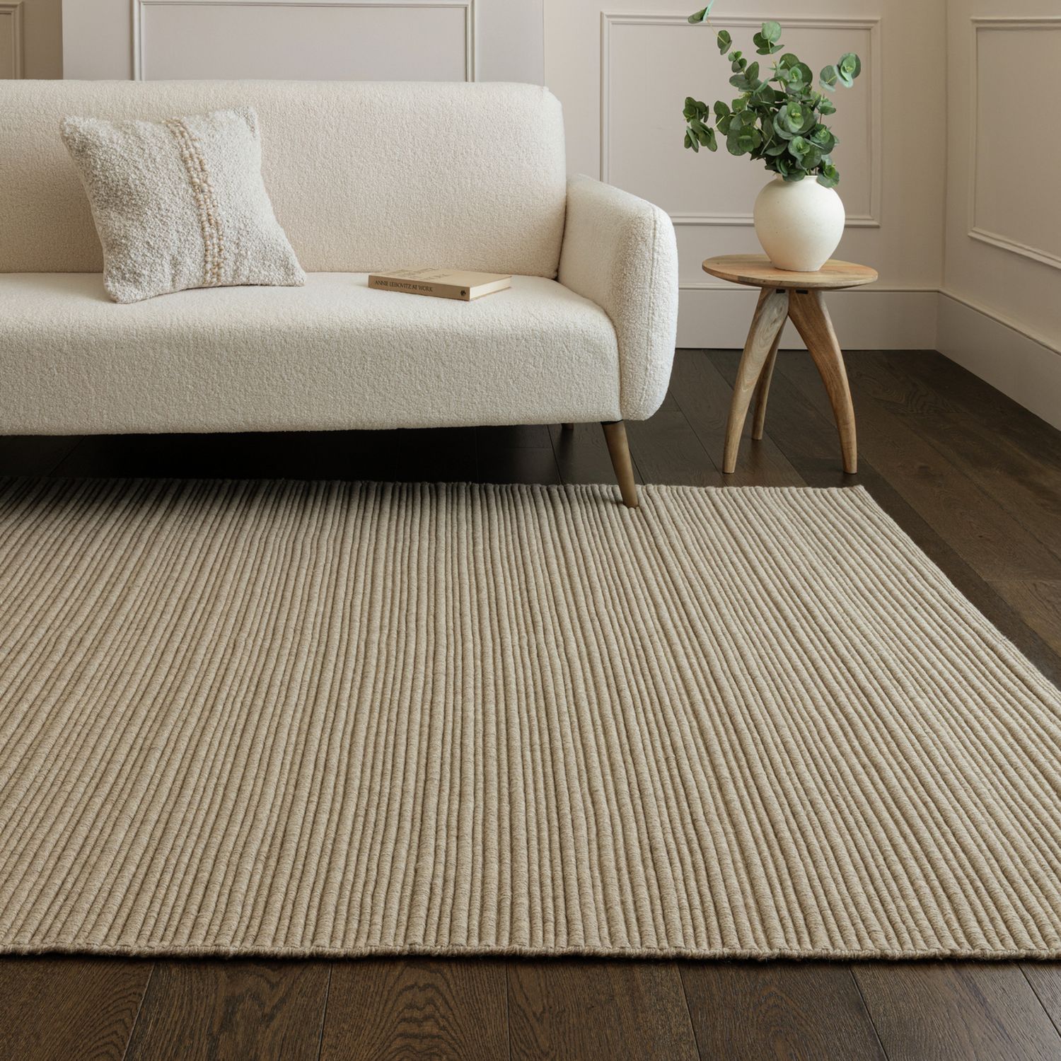 Asiatic Ravine Sand Wool Flatweave Rug 120x170cm