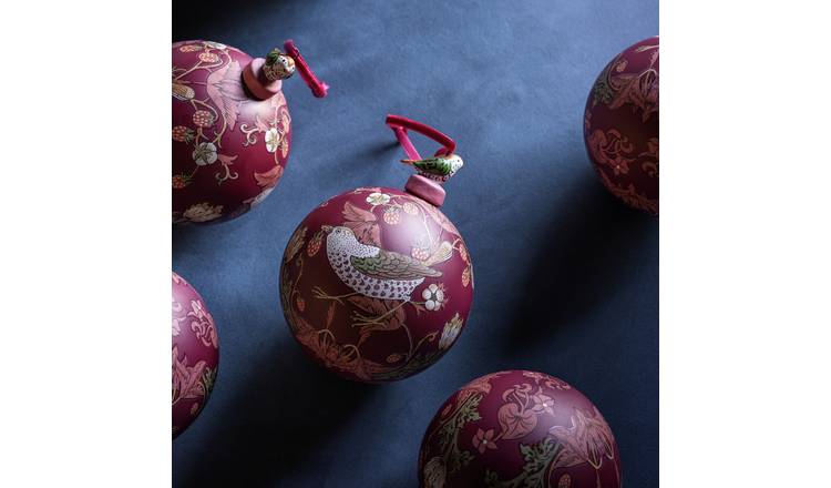 Habitat x Morris & Co. Ceramic Strawberry Thief Christmas Bauble