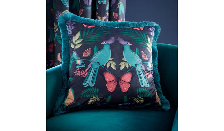 Catherine Lansfield Mya Tropical Birds Cushion Navy Blue - 45x45cm