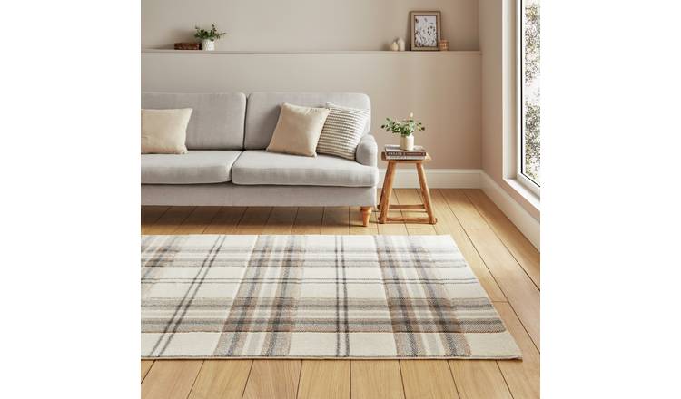 Catherine Lansfield Kelso Natural Short Pile Rug - 80x150cm