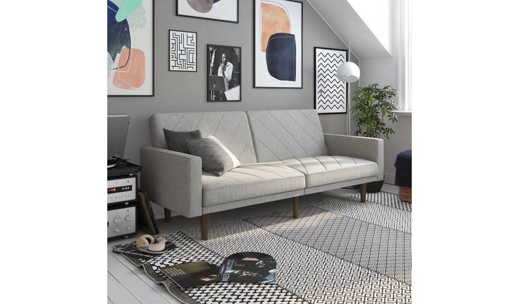 Dorel Paxson Fabric Small Double Sofa Bed - Light Grey