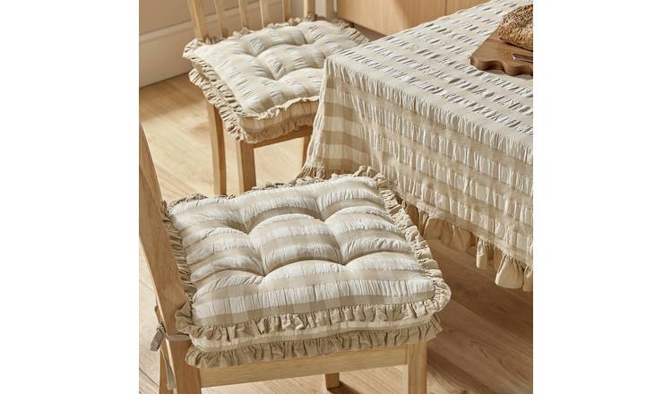 Argos Home Gingham Beige Seat Cushions 2 Pack - 40x40cm