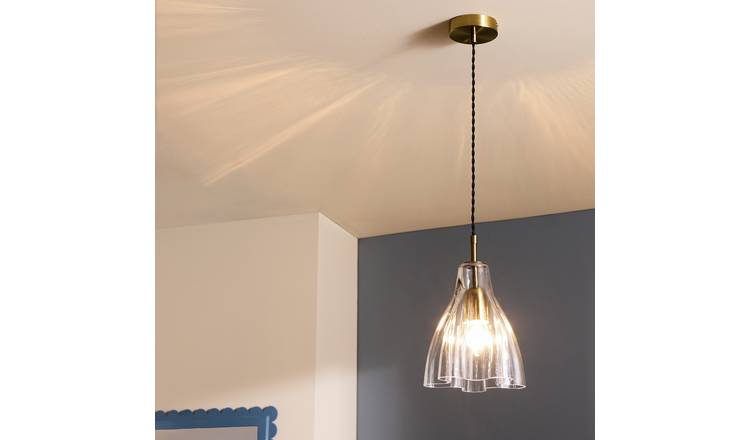 Habitat Glass Handkerchief Pendant Light - Brass