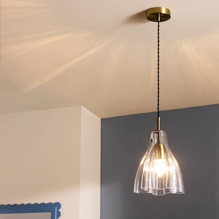 Habitat Glass Handkerchief Pendant Light - Brass 0