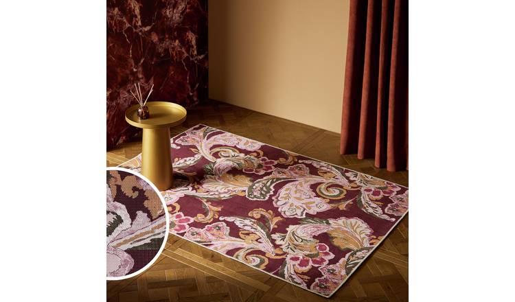 Habitat Paisley Printed Red Flatweave Rug - 160x230cm