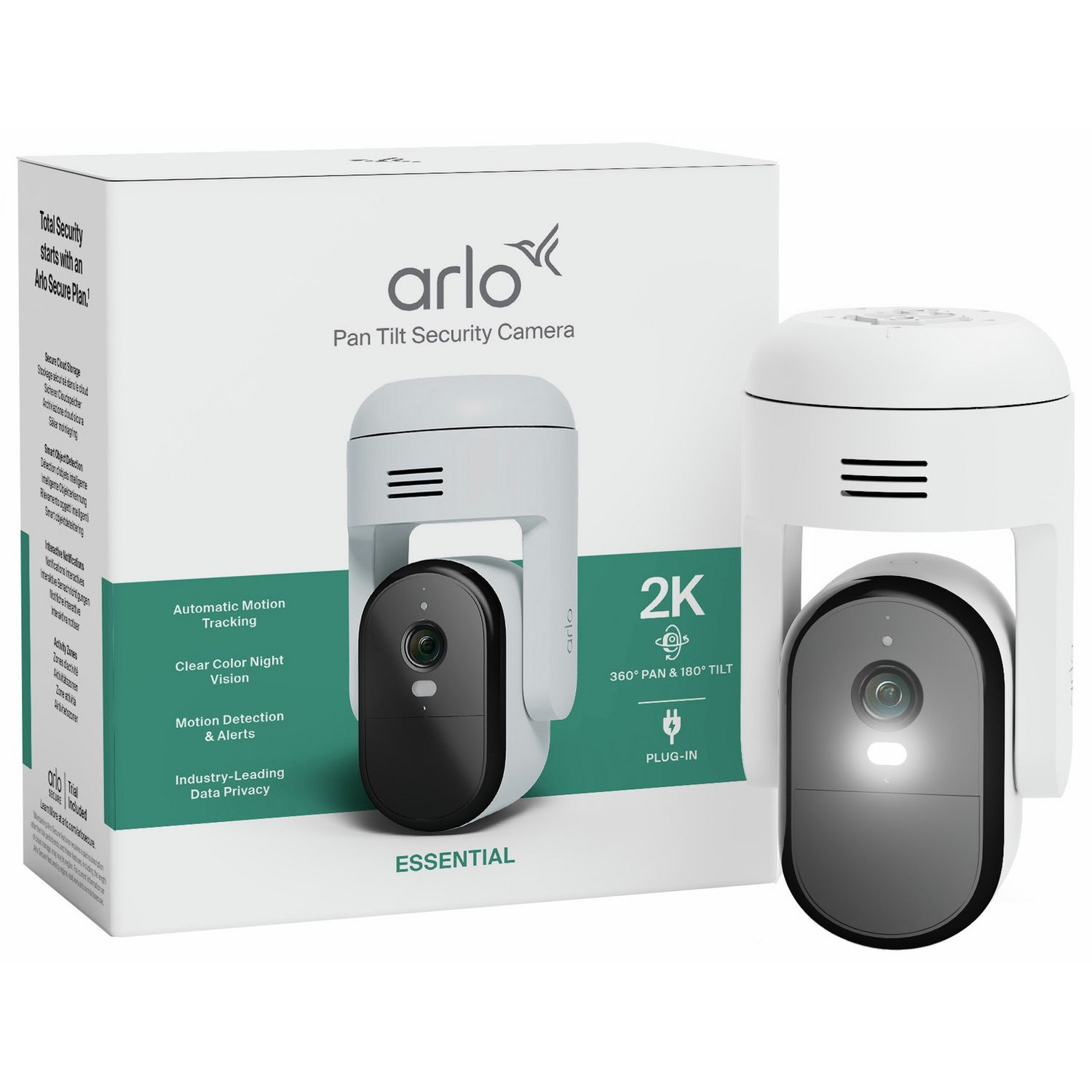 Arlo Essential 3 Pan-Tilt 2K Plug-In Outdoor Security Camera