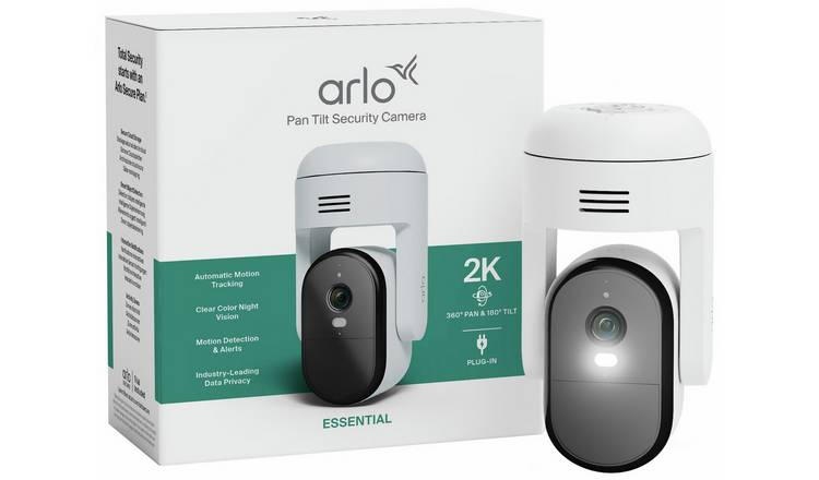 Arlo Essential 3 Pan-Tilt 2K Plug-In Outdoor Security Camera