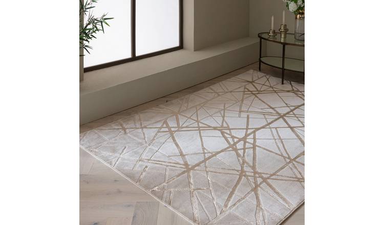 Asiatic Aurora Mica Metallic Gold Short Pile Rug - 160x230cm