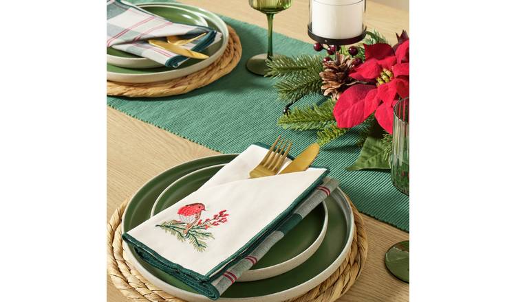 Argos Home Robin Set of 4 Napkins - White