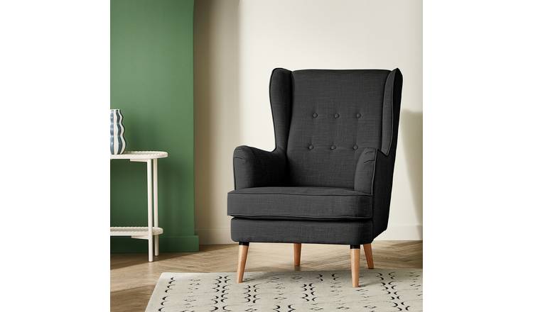 Habitat Callie Fabric Wingback Chair - Charcoal