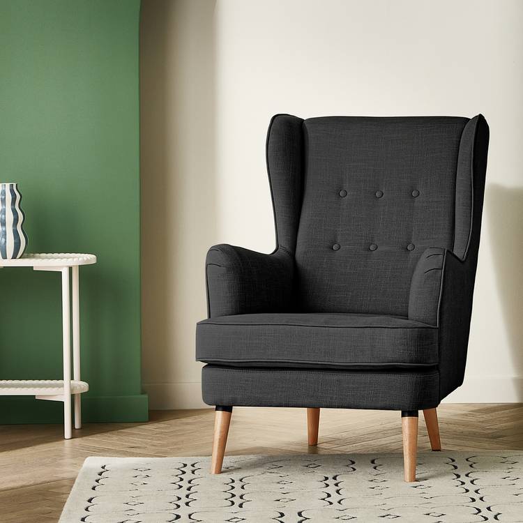 Habitat Callie Fabric Wingback Chair - Charcoal 0