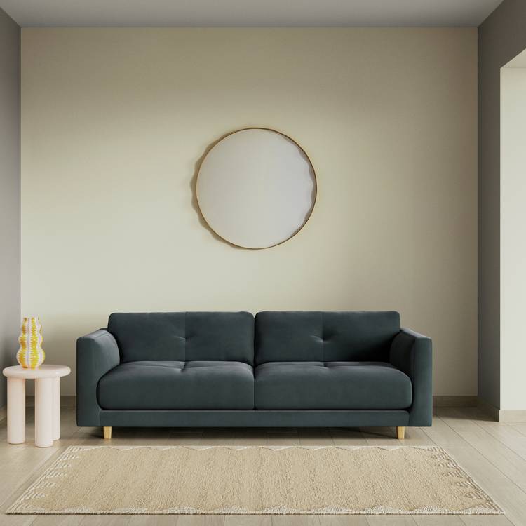 Habitat Emely Fabric 3 Seater Sofa - Charcoal - Ash Leg 0