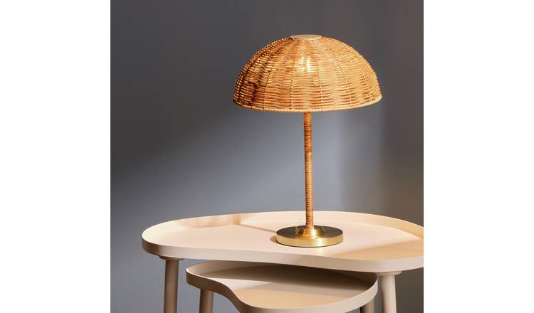 Habitat Alba Rattan Umbrella Table Lamp - Brown
