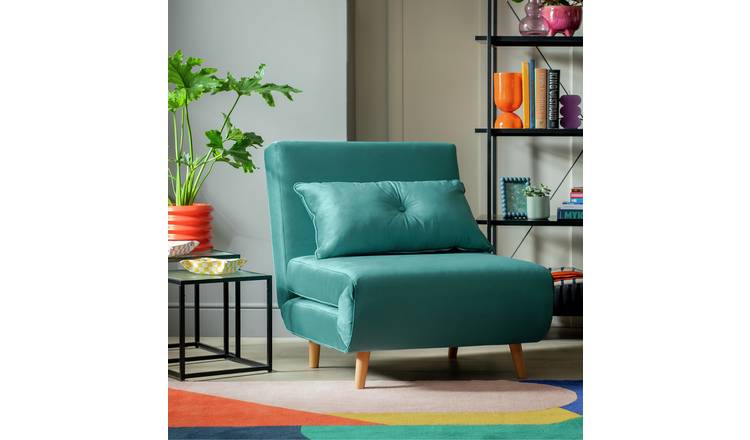 Habitat Roma Single Velvet Chairbed - Teal