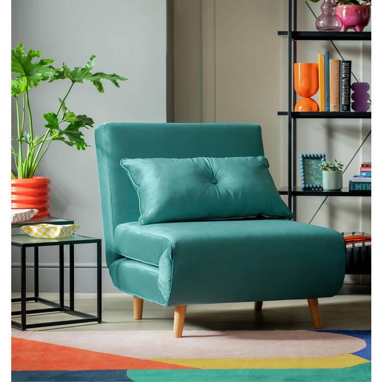 Habitat Roma Single Velvet Chairbed - Teal 0