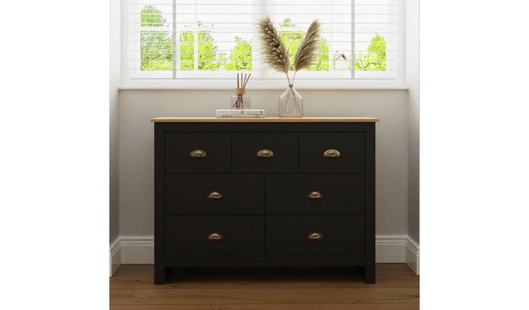 GFW Lancaster 7 Drawer Chest - Black