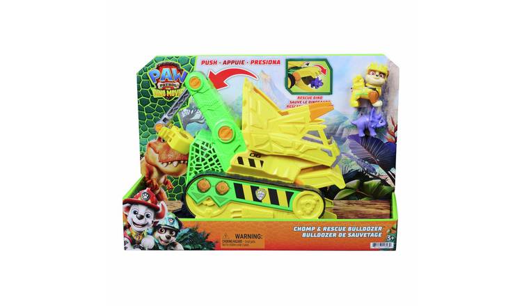 PAW Patrol New Dino Version Chomp and Rescue Bulldozer Rubble Vehicle