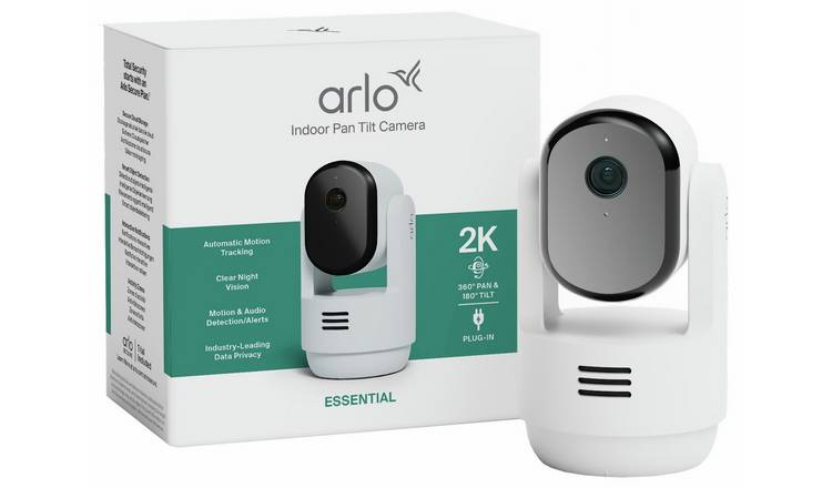 Arlo Essential 3 Pan-Tilt 2K Plug-In Indoor Security Camera